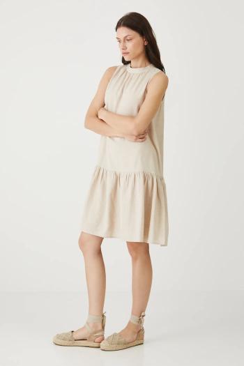 Ľanové šaty Medicine béžová farba, mini, oversize