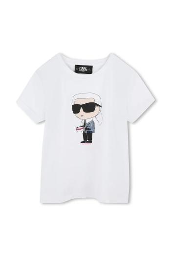 Detské bavlnené tričko Karl Lagerfeld biela farba, Z30491