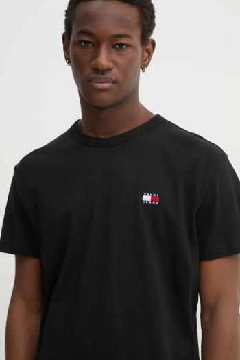 Bavlnené tričko Tommy Jeans pánsky, čierna farba, jednofarebný, DM0DM20322
