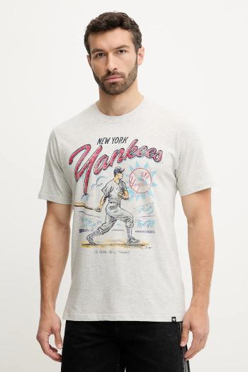 Bavlnené tričko 47 brand MLB New York Yankees pánske, šedá farba, s potlačou, BB017TEMECH638867CK