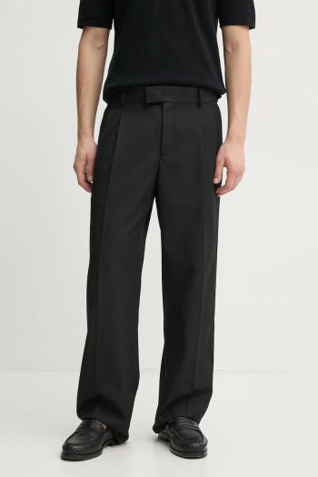 Nohavice s prímesou vlny Drôle de Monsieur Le Pantalon Golfeur čierna farba, rovné, PERM-BP165-PL127-BL