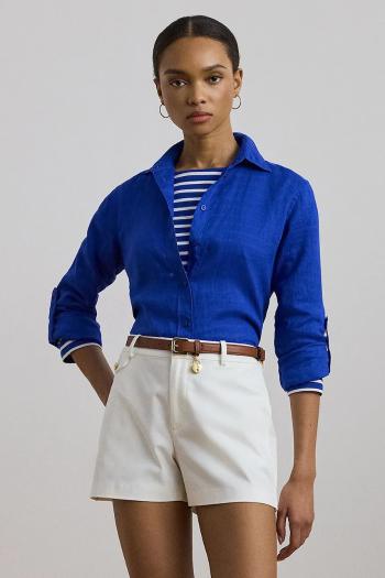 Ľanová košeľa Lauren Ralph Lauren regular, s klasickým golierom