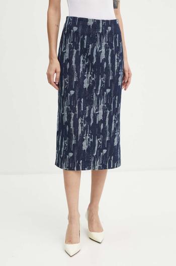 Rifľová sukňa Bruuns Bazaar IxoraBBTanella skirt tmavomodrá farba, midi, rovný strih, BBW4120