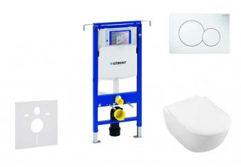 GEBERIT - Duofix Modul na závesné WC s tlačidlom Sigma01, alpská biela + Villeroy Boch - WC a doska, DirectFlush, SoftClose, CeramicPlus 111.355.00.5 NI1
