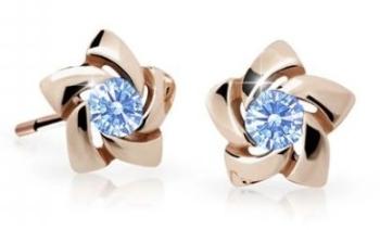 Cutie Jewellery Detské náušnice z ružového zlata C2201-30-X-4 svetlo modrá