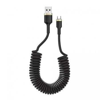 COLORWAY CABLE USB - MICROUSB (SPIRAL) 2.4A 35-150CM BLACK (CW-CBUM051-BK)