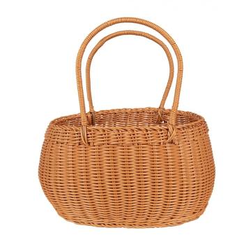 Hnědý proutěný košík/ taška s uchy - 38*24*19/38 cm 65720