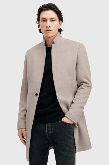 Kabát s prímesou vlny AllSaints HARGROVE COAT šedá farba, prechodný, M038OB