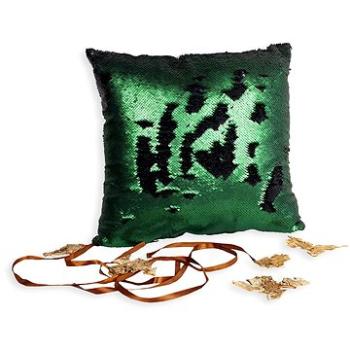 LAALU Dekoratívny vankúš zeleno-čierny s flitrami 0 × 40 cm (LAU-0155)