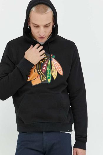 Mikina 47 brand Nhl Chicago Blackhawks pánska, čierna farba, s kapucňou, s potlačou, HH004PEMIBR546609JK