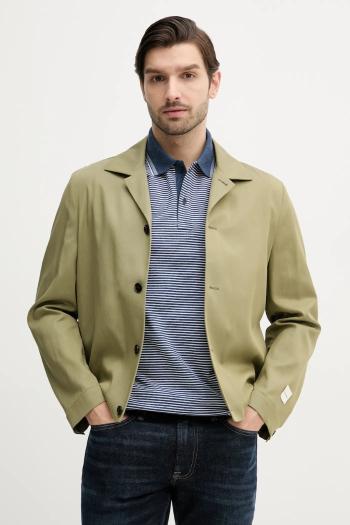 Sako s ľanovou prímesou Calvin Klein zelená farba, prechodné, K10K114392