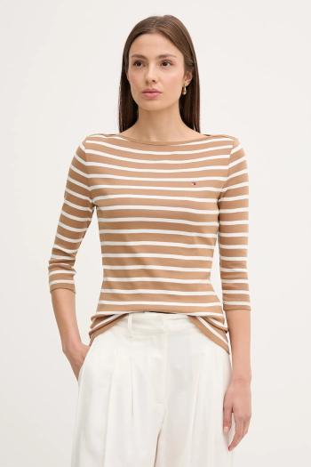 Bavlnené tričko s dlhým rukávom Tommy Hilfiger čierna farba, WW0WW40589