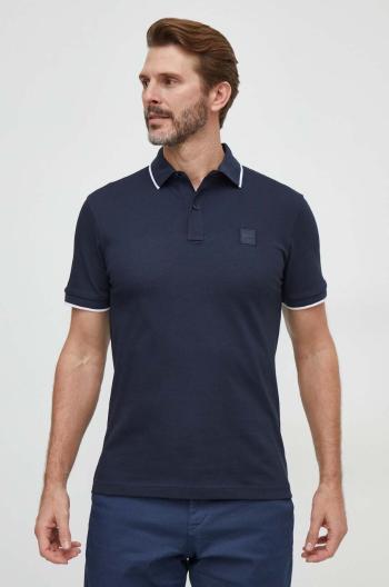 Polo tričko BOSS Orange pánske, tmavomodrá farba, jednofarebný, 50507699