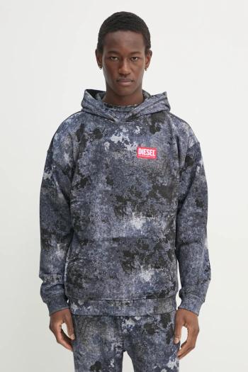 Bavlnená mikina Diesel S-BOXT-HOOD-R8 SWEAT-SHIRT pánska, šedá farba, s kapucňou, vzorovaná, A16404.0QLAG