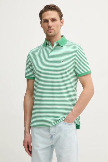 Polo tričko Tommy Hilfiger pánske, zelená farba, vzorované, MW0MW17770