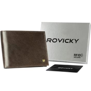 Elegantná pánska hnedá kožená peňaženka s RFID ochranou – Rovicky