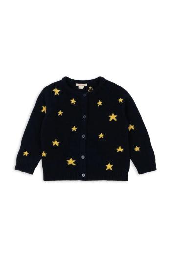 Detský vlnený kardigan Konges Sløjd BELOU KNIT CARDIGAN tmavomodrá farba, KS101894
