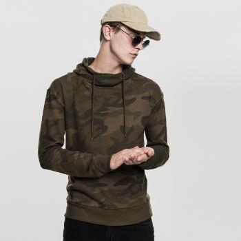 Mikina Urban Classics High Neck Camo Hoody olive camo - S
