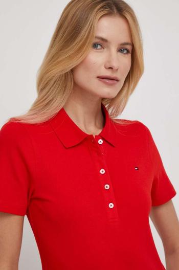 Polo tričko Tommy Hilfiger dámsky,červená farba,WW0WW37823