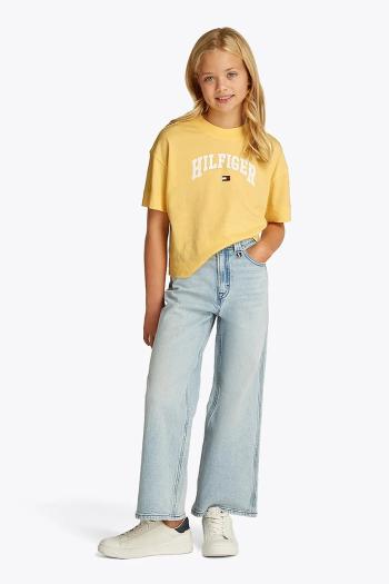 Detské bavlnené tričko Tommy Hilfiger žltá farba, KG0KG08549