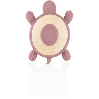 Zopa Silicone Wooden Teether Turtle hryzadielko 0 m+ Old Pink 1 ks