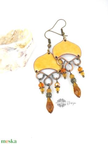 Medúza - tűzzománc fülbevaló (napsárga tr)