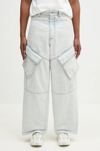 Bavlnené rifle Marcelo Burlon Bleach Denim Wide Cargo Light Blue No Co pánske, CMYB003S25DEN0014000