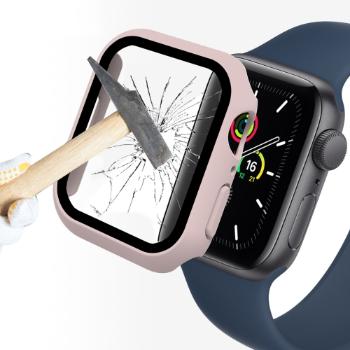 ENKAY Obal s tvrdeným sklom pre Apple Watch 9 / 8 / 7 (41mm) ružový