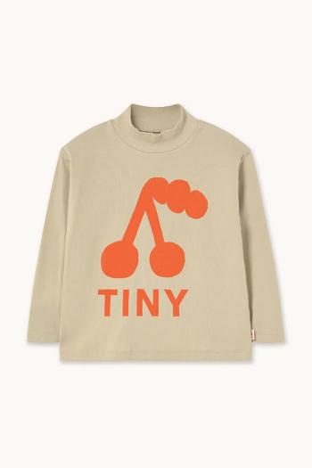 Detská bavlnená košeľa s dlhým rukávom Tinycottons CHERRY GRAPHIC RIB MOCKNECK béžová farba, s potlačou, AW25-329