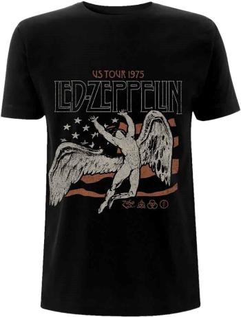 Led Zeppelin Tričko US 1975 Tour Flag Unisex Black S