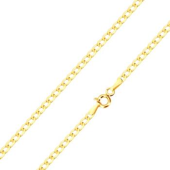 Retiazka zo 14K žltého zlata - ploché oválne očká, vysoký lesk, 550 mm