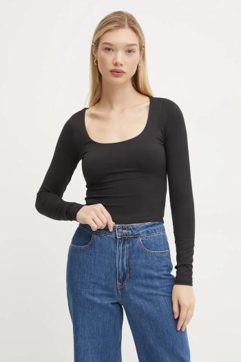 Tričko s dlhým rukávom Hollister Co. dámske, čierna farba, KI339-3626