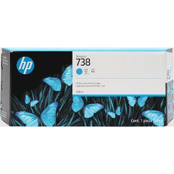 HP originál ink 676M6A, HP 738, cyan, 300ml, azurová