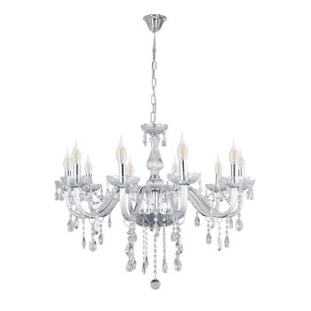 Závesná lampa Cristallo chróm 10x40W E14 priehľadná