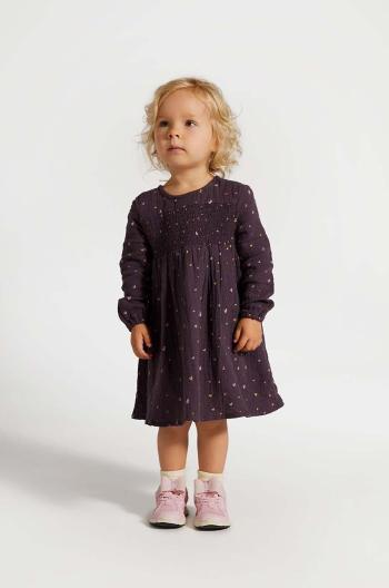 Dievčenské bavlnené šaty Coccodrillo fialová farba, mini, áčkový strih, PASTELOVE GIRL NEWBORN