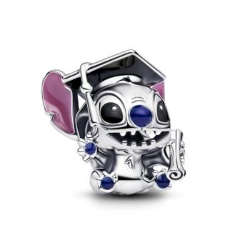Pandora Strieborná korálka Stitch s promočnou čiapkou 2025 Disney 793789C01