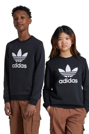 Detská mikina adidas Originals TREFOIL CREW čierna farba, s potlačou, IY7435