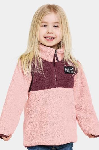Detská fleecová mikina Didriksons GOSIG KIDS HALFZIP ružová farba, vzorovaná, 505536
