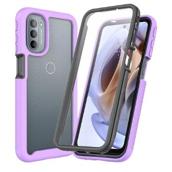 DUAL Obojstranný kryt s fóliou Motorola Moto G71 5G fialový