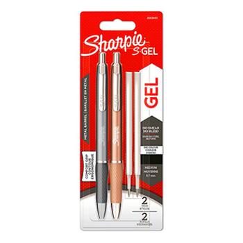 Sharpie 2162643, gélové pero S-Gel Metal, čierne, 2ks, 0.7mm, naviac 2 náplne