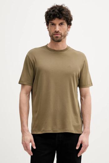 Bavlnené tričko Calvin Klein pánske, zelená farba, jednofarebné, LV04LB275G
