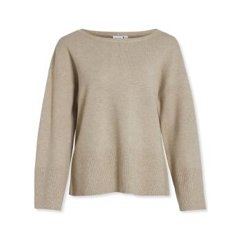 Vila  Cassie Boatneck Knit L/S - Natural Melange  Svetre Béžová