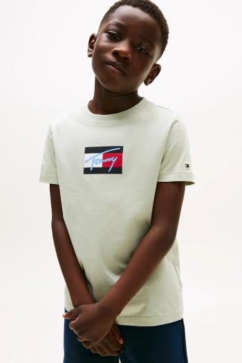 Detské bavlnené tričko Tommy Hilfiger béžová farba, s potlačou, KB0KB09725