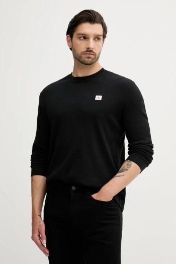 Tričko s dlhým rukávom Calvin Klein Jeans čierna farba, jednofarebné, LV040EM217
