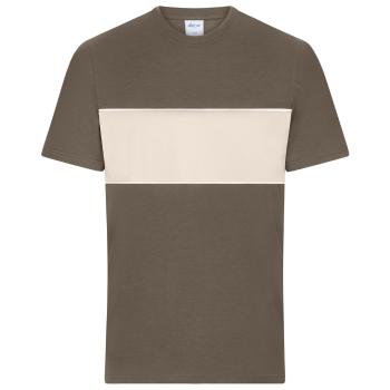 James & Nicholson (Daiber) Tričko s kontrastným pásikom 8049 - Muddy brown / pieskovcová | 2XL