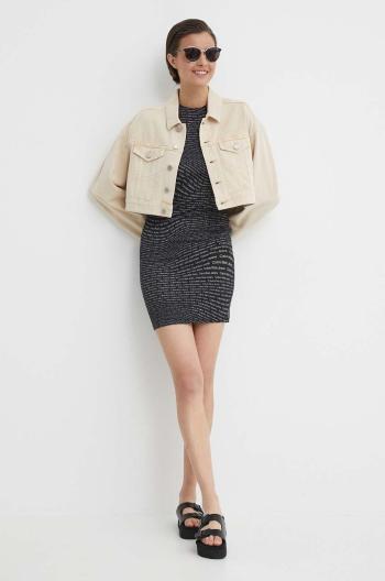 Rifľová bunda Dkny dámska, béžová farba, prechodná, oversize, D2A4CX20