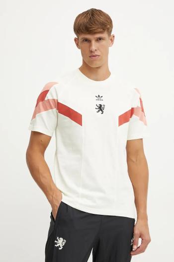 Tričko adidas Originals Olympique Lyon pánske, béžová farba, vzorované, IS6489