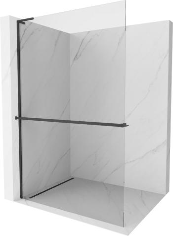 MEXEN/S - Kioto+ L Sprchová zástena WALK-IN s poličkou a držiakom uterákov 60 x 200 cm, transparent, čierna 800-060-123-70-00