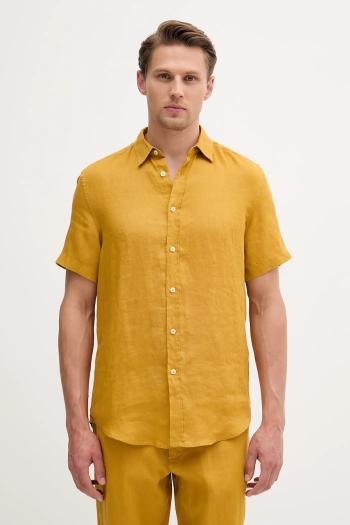 Ľanová košeľa United Colors of Benetton biela farba, regular, s klasickým golierom, 5BKU5QJH8