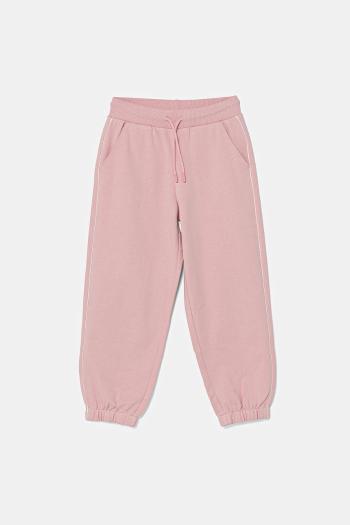 Detské bavlnené tepláky United Colors of Benetton ružová farba, jednofarebné, 3UNICF060